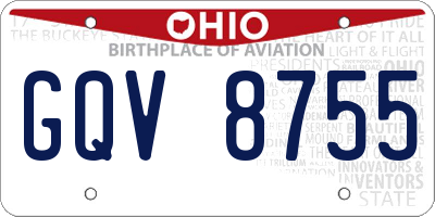 OH license plate GQV8755