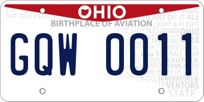 OH license plate GQW0011