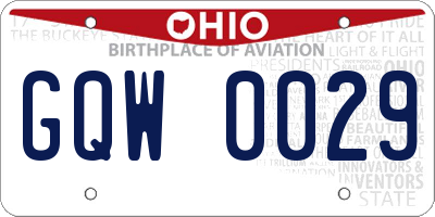 OH license plate GQW0029