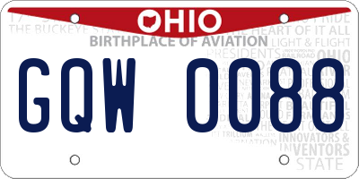 OH license plate GQW0088