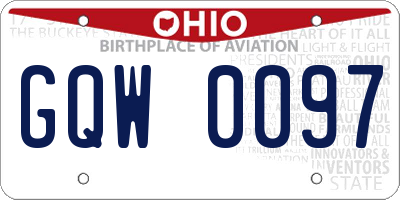 OH license plate GQW0097