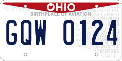 OH license plate GQW0124