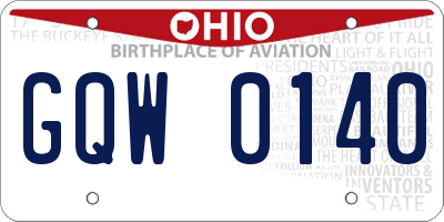 OH license plate GQW0140