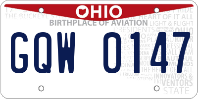 OH license plate GQW0147