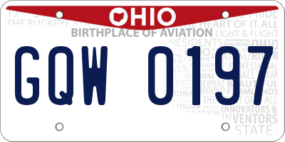 OH license plate GQW0197