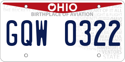 OH license plate GQW0322