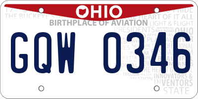 OH license plate GQW0346