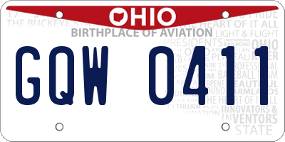 OH license plate GQW0411