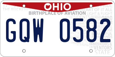 OH license plate GQW0582