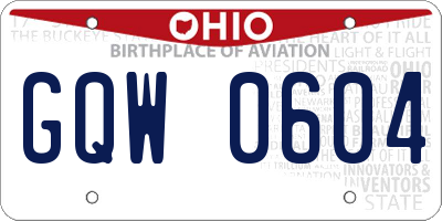 OH license plate GQW0604