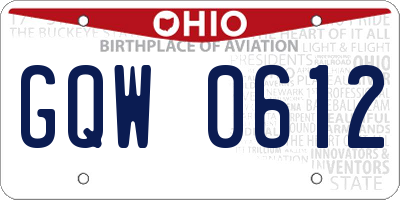 OH license plate GQW0612