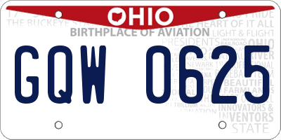 OH license plate GQW0625