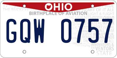 OH license plate GQW0757