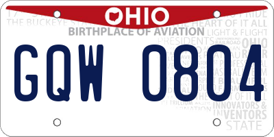 OH license plate GQW0804