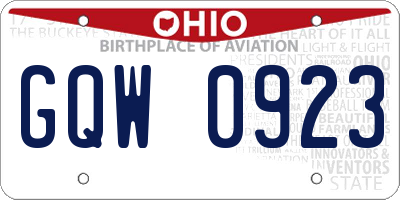 OH license plate GQW0923