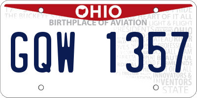 OH license plate GQW1357