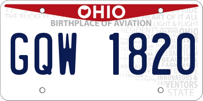 OH license plate GQW1820