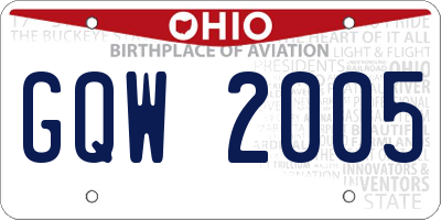 OH license plate GQW2005