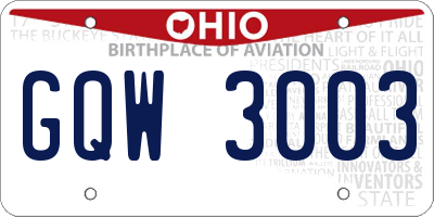 OH license plate GQW3003