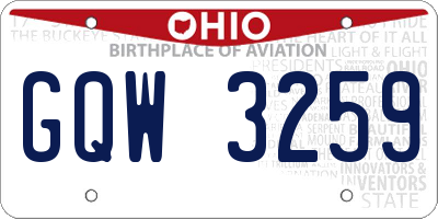 OH license plate GQW3259