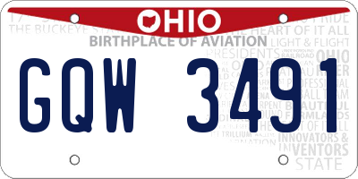 OH license plate GQW3491