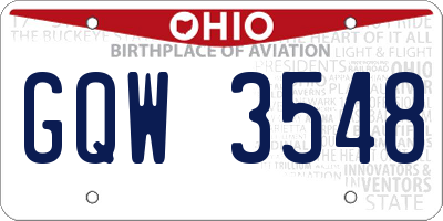 OH license plate GQW3548