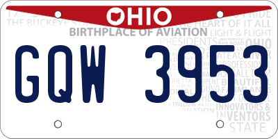 OH license plate GQW3953
