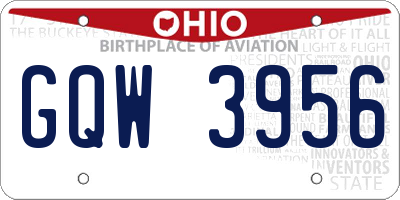 OH license plate GQW3956