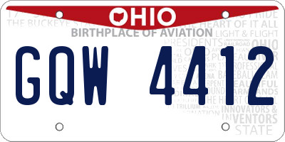 OH license plate GQW4412