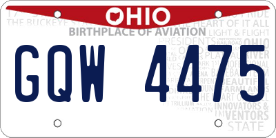 OH license plate GQW4475