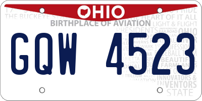 OH license plate GQW4523