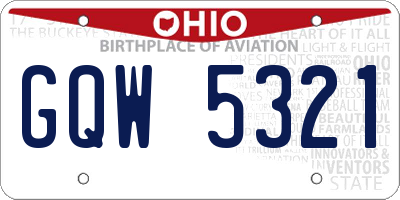 OH license plate GQW5321