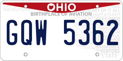 OH license plate GQW5362
