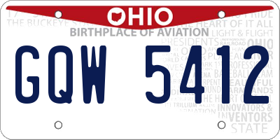 OH license plate GQW5412