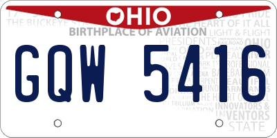 OH license plate GQW5416