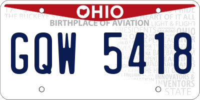 OH license plate GQW5418