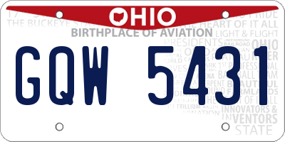 OH license plate GQW5431