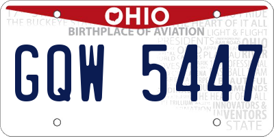 OH license plate GQW5447