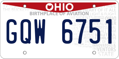OH license plate GQW6751