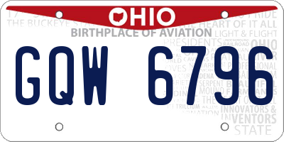 OH license plate GQW6796
