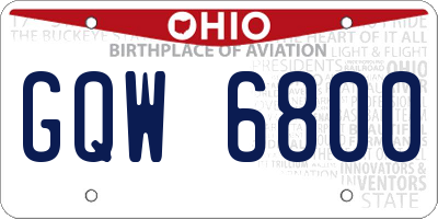 OH license plate GQW6800