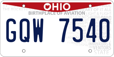 OH license plate GQW7540