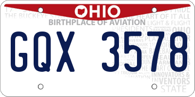 OH license plate GQX3578