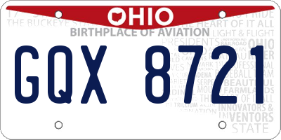 OH license plate GQX8721