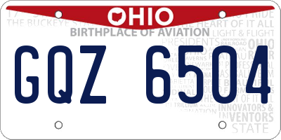 OH license plate GQZ6504