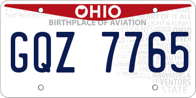 OH license plate GQZ7765