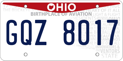 OH license plate GQZ8017