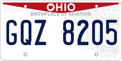 OH license plate GQZ8205