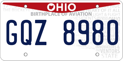 OH license plate GQZ8980