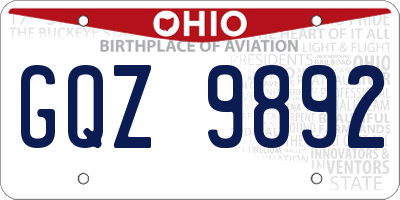 OH license plate GQZ9892